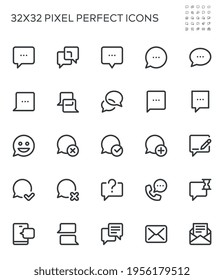 Simple Interface Icons Related to Message. Conversation, SMS, Notifications, Group Chat. Editable Stroke. 32x32 Pixel Perfect.