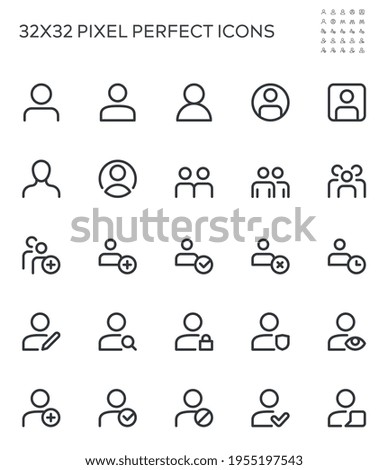 Simple Interface Icons Related to User and Profile. Editable Stroke. 32x32 Pixel Perfect.