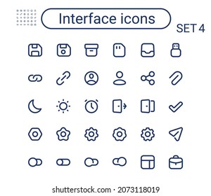 Simple interface outline icons set. Round mini vector icons. Pixel perfect.