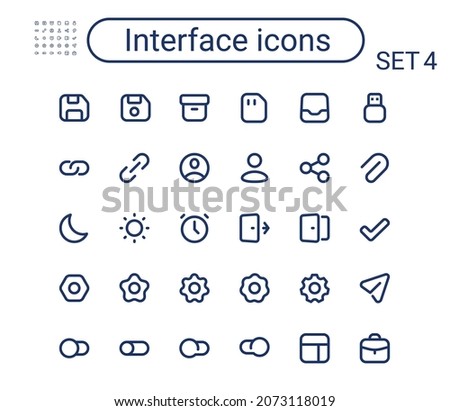 Simple interface outline icons set. Round mini vector icons. Pixel perfect.