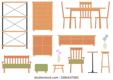 Simple juego interior de madera clara