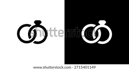 Simple Interlocked Wedding Rings With Diamond Symbol Icon Graphic