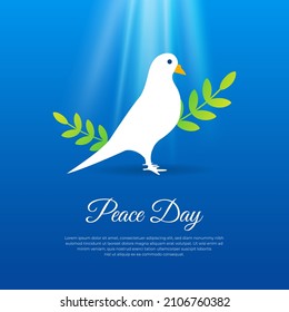 Simple International Day of Peace background with dove and sunshine. International Day of Peace vector illustration