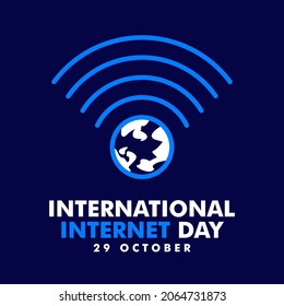 Simple International Internet Day Vector Banner Illustration On Blue Background