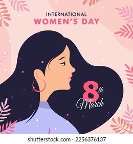 Simple  International women's day with Abstract  floral frame 