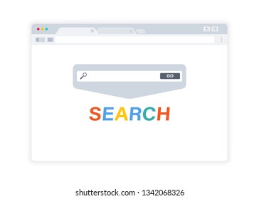 Simple internet browser window. Flat blank browser window. Vector illustration Internet search window