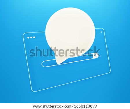 Simple internet browser window with speach cloud in perspective