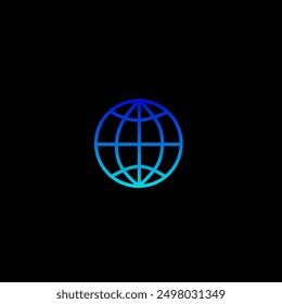 Simple internet logo vector, earth lin