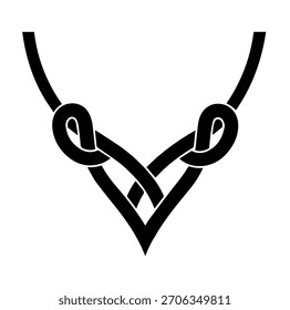 Ilustración vectorial de silueta de diseño de collar de forma de V de nudo entrelazado simple
