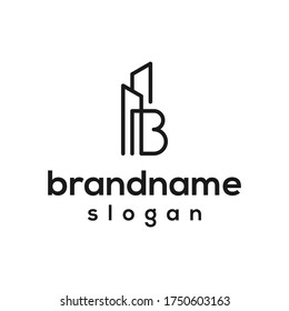 simple intial B building logo design vector