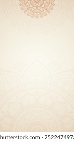 Simple Intricate Mandala Art on Blank Warm Creamy Plain Vertical Background
