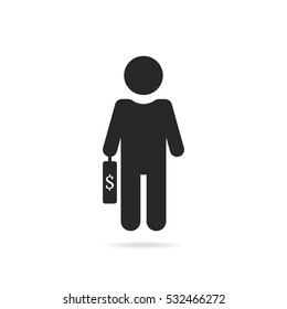 simple investor black icon. concept of banking market, investing briefcase, sponsor cash manager, savings biz plan, wealthy management. flat style trend logo graphic design on white background