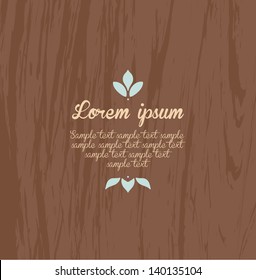 Simple invitation, cover for book, greeting card cover. Wood with leaves.