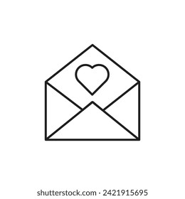 Einfache Einladungssymbol, Umschlag und Herzsymbol, Vorlage für Grafik und Webdesign. Vektorgrafik