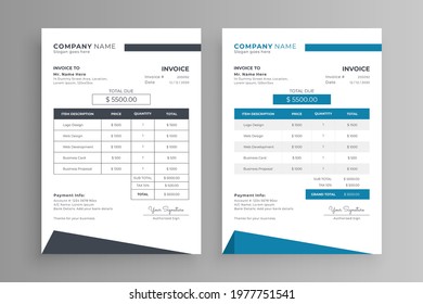 Simple invoice design template in two color