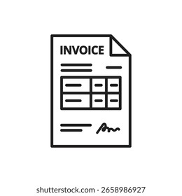Simple invoice line icon showing billing or payment document vector