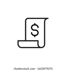Icono de línea de factura simple. Pictograma de trazo. Ilustración vectorial aislada en un fondo blanco. Símbolo de calidad superior. Signo de vector para aplicaciones móviles y sitios web.