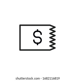 Simple invoice line icon. Stroke pictogram. Vector illustration isolated on a white background. Premium quality symbol. Vector sign for mobile app and web sites.