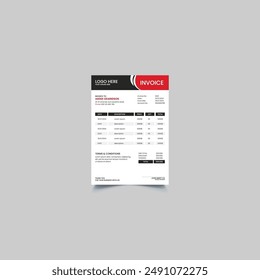 Simple Invoice Template in Red Colors