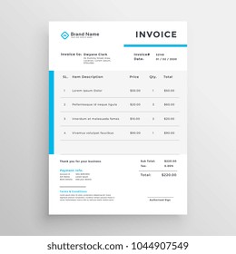 Simple Invoice Vector Template Design