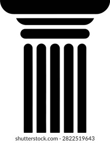 Simple ionic column design with entablature and fluted shaft in bold black and white vector style