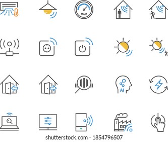 Simple IOT related set. contains icons related to sensor, AI, control, smart home and more. Made with 48×48px editable stroke.