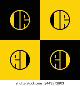 Einfaches IR- und RI-Buchstaben-Kreis-Logo-Set, geeignet für Unternehmen mit IR- und RI-Initialen