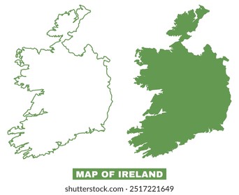 Conjunto de Ilustración vectorial de mapa plano de esquema de Irlanda simple