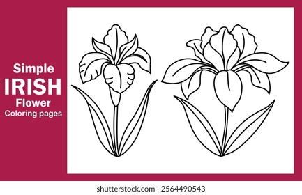 "Simple Iris Flower Coloring Pages – Elegant and Easy Floral Designs for Relaxation and Creativity"