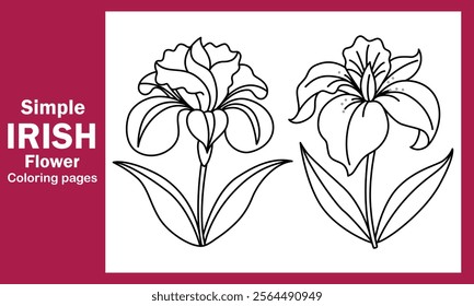 "Simple Iris Flower Coloring Pages – Beautiful and Easy Floral Designs for All Ages"