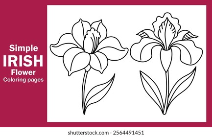 "Simple Iris Flower Coloring Pages – Elegant and Easy-to-Color Floral Designs for All Ages"