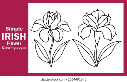 "Simple Iris Flower Coloring Pages – Easy and Elegant Floral Designs for Relaxation and Creativity"