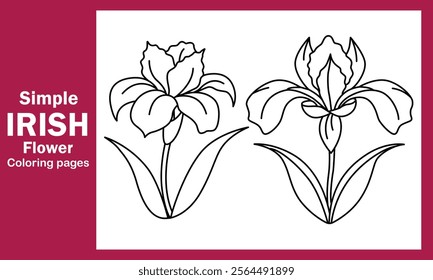 "Simple Iris Flower Coloring Pages – Beautiful and Easy Floral Designs for All Ages"