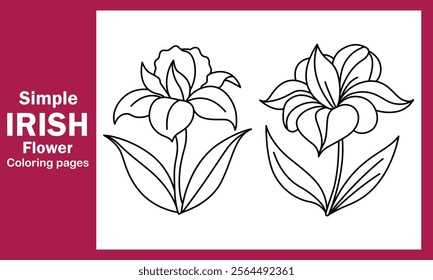 "Simple Iris Flower Coloring Pages – Easy and Elegant Floral Designs for Relaxation and Creativity"