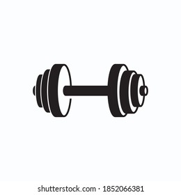 Simple iron dumbbell weight icon and logo design vector template