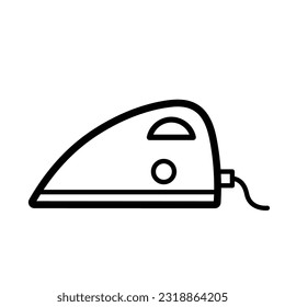 Simple iron outlined vector icon illustration isolated on square white background. Simple flat cartoon outlined drawing.