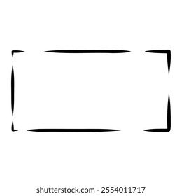 simple irregular black frame on a white background vector illustration. Slightly curved and uneven lines.