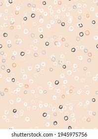 Simple Irregular Geometric Seamless Vector Patterns. Hand Drawn Circles Isolated on a Blush Pink Background. Cute Dotted Layout ideal for Fabric, Textile. Abstract Doodle Print.