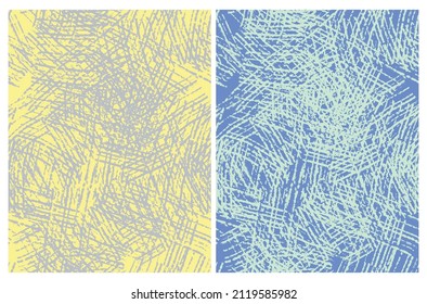 Simple Irregular Geometric Seamless Vector Patterns with Freehand Lines Isolated on a Light Yellow and Blue Background. Abstract Scribbles Vector Prints Ideal for Fabric, Textile.