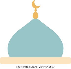 Simples cúpula islâmica com lua crescente simbolizando a arquitetura da mesquita e o culto espiritual, perfeito para o Ramadã, celebração do Eid, decoração de oração e ilustrações culturais.