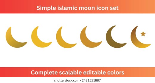 Simple islamic moon icon set