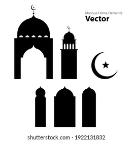 Simple Islamic Mosque Dome Elements Architecture Vector