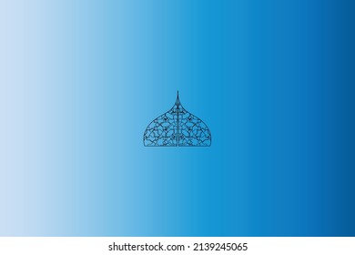simple Islamic mosque dome on bluish background 