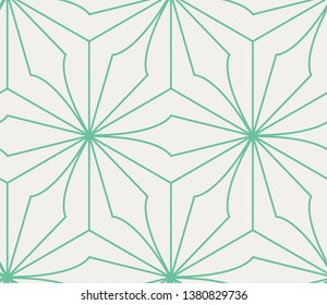 Simple Islamic Sacred Geometric Line Seamless Repeat Vector Pattern Green on Cream
