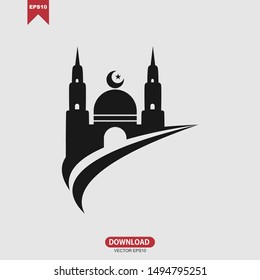 Simple Islamic template, mosque icon, vector, flat design