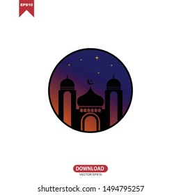 Simple Islamic template, mosque icon, vector, flat design