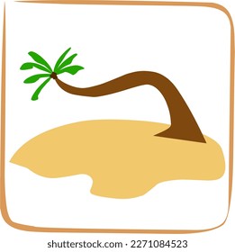 isla simple con ilustración de árbol de coco para diseño vectorial 