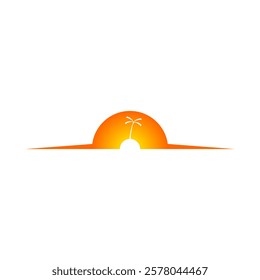 Simple island logo at sunset