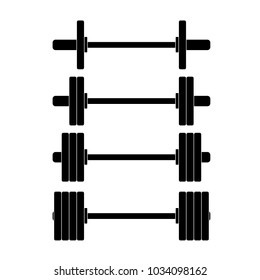 Simple isolated barbell vector icons on white background