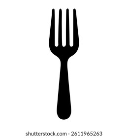 A simple, isolated black fork on a pristine white background, perfect for various culinary themes and designs.